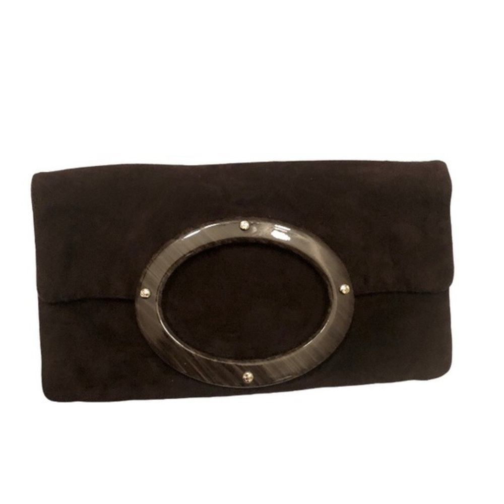 Kate spade brown suede foldover clutch mini bag